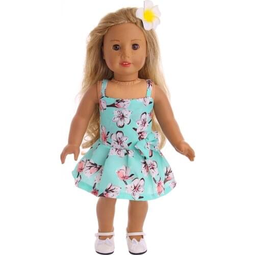 Pretty Flower Pattern Strap Dress Fit 18 Inch American&43 CM Baby Doll Clothes Accessories,Girls Toys,Generation,Birthday Gift