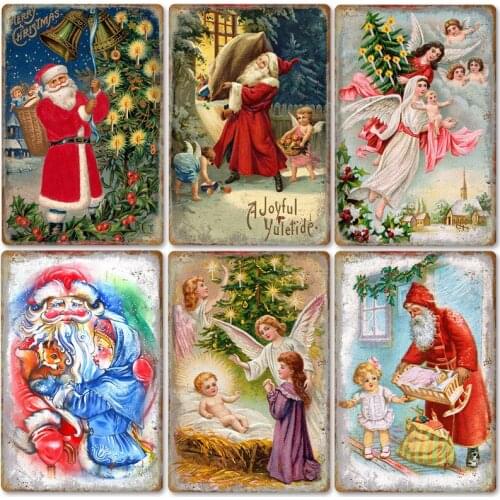 Creative Christmas Iron Painting Poster Vintage Metal Tin Sign Plate Living Room Background Wall Decor New Year Decor 2021