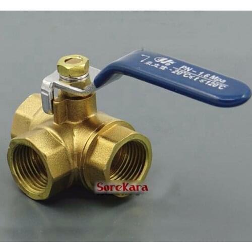 Equal Female 3/4" BSP Thread Brass Tee L-Port/T-Port Ball Valve with lever handle