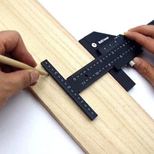 Woodworking Ruler Aluminum Alloy T-shaped Ruler Alloy Scriber DIY Tools Marking Gauge Measuring Tools
