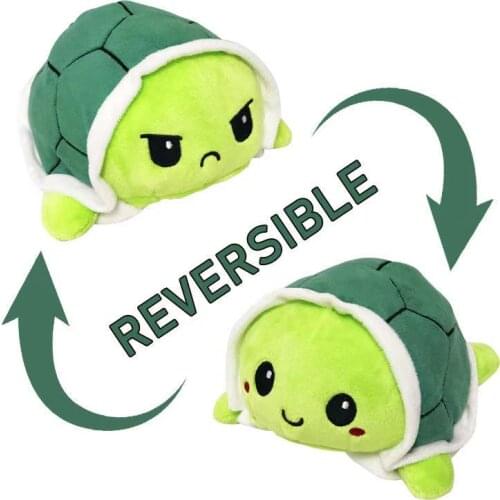 Cute Turtle Kawaii Emotion Flip Cuttlefish Toy Stuffed Plush Angry Flip Happy Toy Double-Sided Colorful Animal Doll Popular Gift
