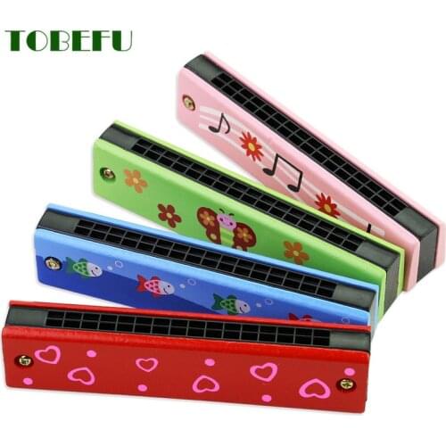 TOBEFU 16 Holes Cute Harmonica Musical instrument Montessori Educational Toys Cartoon Pattern Kids Wind Instrument Children Gift