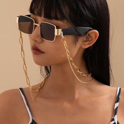 Hip Hop Multi-layer Sunglasses Chain Lanyard Neck Strap Thick Metal Chain For Glasses Fashion Women Jewelry Glasses Rope