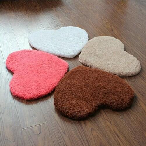 NiceRug 5 Color Plush Shaggy Heart Shape Soft Bejirog Carpet Floor Door Pad Decorative Living Room Doormat Dining Seatmat Rugs