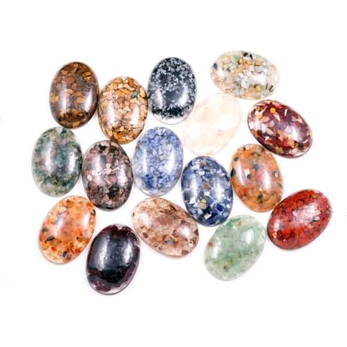 Natural Stone Resin Cabochon Beads Flat Back Oval shaped No Hole Loose Beads For jewelry making DIY Ring Necklace accessories