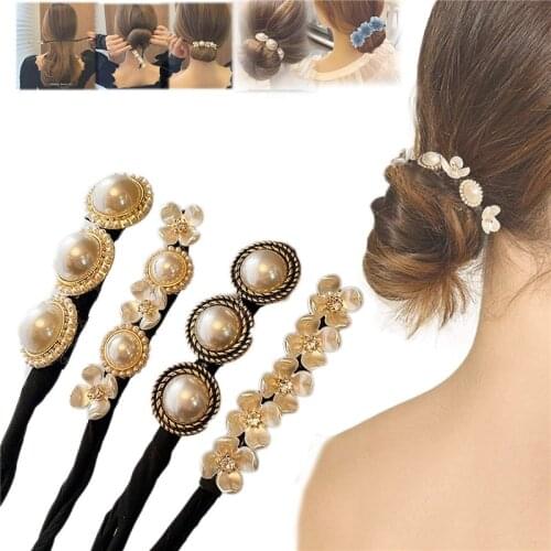 New Magic Pearl Hairpin DIY Hair Braiding Lazy Braider Tool Hair Clips for Women Headband Hair Styling Accessories