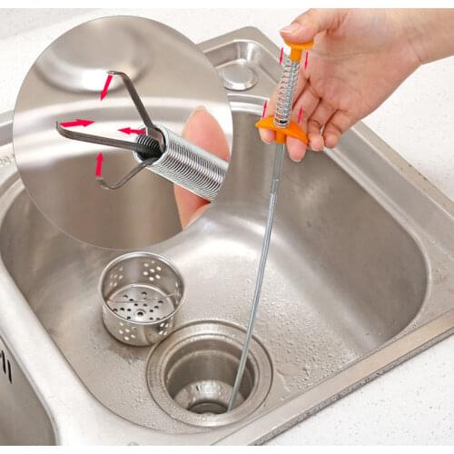 Hand Bending Pressure Sewers Clip Device Junk Sewer Dredge Handle Hair Cleaning Tool Drain Sewer Dredge Pipeline Hook U3