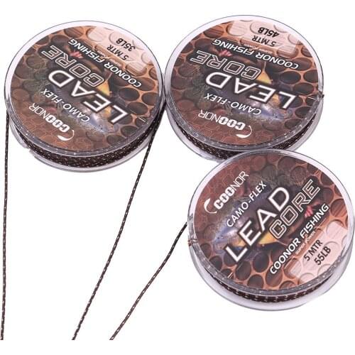 Durable 5m Fishing Line Leadcore Camouflage Coffee Carp Braided Line Hair Rigs Lead Core Tackle Fishing Accessories Supplies
