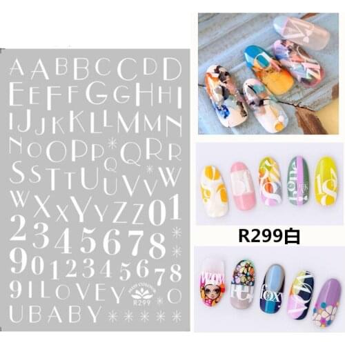 Self-adhesive 3D Stickers for Nails White Letter Digital Nail Art Decorations Small Size Fashion Stickers Women Girl Nail Foil