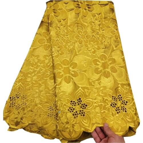 SJ Lace African 100% Cotton Lace Fabric 2021 High Quality Lace Material In Switzerland Embroidery Swiss Voile Lace Fabric h3-22