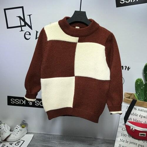 Child Colorblock Sweater Pullover Cotton Quality Sweater Autumn Winter Childrens Clothing Baby Boy Clothes Kids Top Sweaters