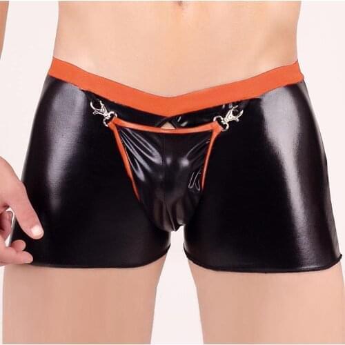 Mens Panties Crotchless Boxer Sexy Lingerie Leather Latex Panty Sissy Briefs Sexy Underwear Thongs Erotic Lingerie Gay G-string