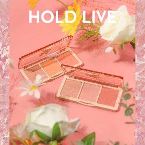 HOLD LIVE Secret Garden Gradient Blush Natural Contouring Sweet Vitality Good Complexion 3-color Rouge Make-up Blush Cosmetics