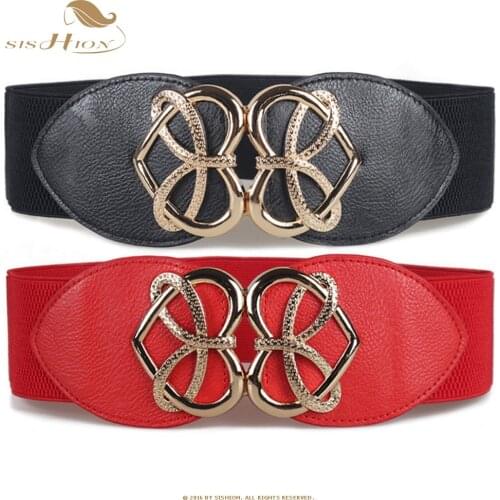 SISHION Ladies Fashion Retro Decorative Waist Seal Wild Skirt Womens Elastic Belt Elastic Wide Belt SP0860