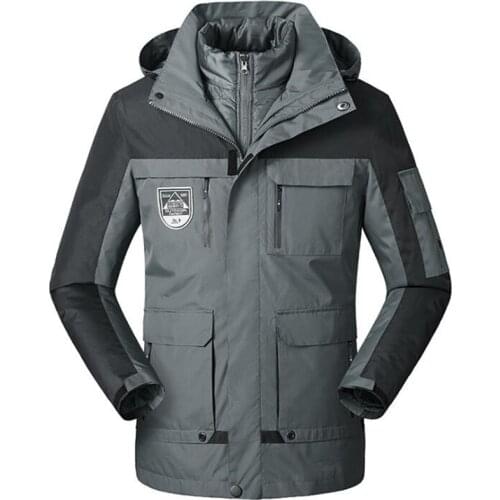 Winter Parka Men Warm Outwear Jacket Mens Windbreaker Waterproof Fleece Velvet Hooded Coats Plus Size 5XL 2 In 1 Overcoat Cloth