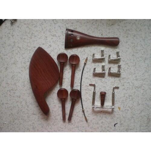 1 Set Rose wood Violin parts 4/4 with Strings Violin Bridge Fine tuner gut clamp