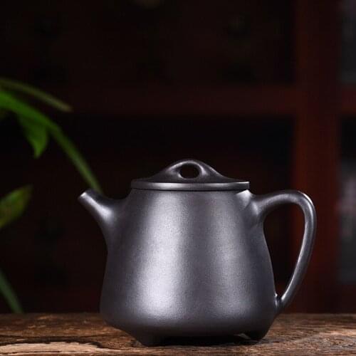 220ml Yixing Purple Clay Teapot Genuine Full Manual Raw Ore Black Zhu Mud High Stone Scoop Kung Fu Tea Pot Tea Kettle Shipping