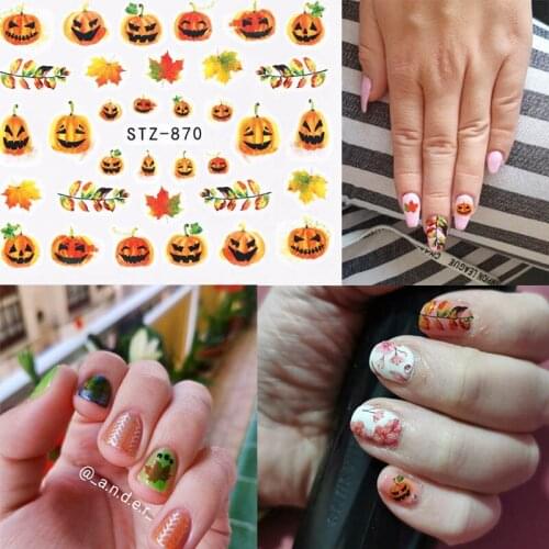 1 Sheet Nail Art 3D Decal Autumn Theme Nail Sliders Decor Maple Leaf Water Decals Sliders Foil Autumn Design For Nail Manicure