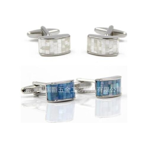 5pairs/lot Elegant Rectangle Pearl Seashell Cufflinks Blue White Mother Pearl Shell Cuff Links Business Style Mens Jewelry