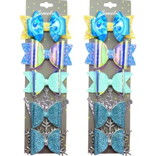 5PCS/Card Lovely Diff Style Green Ties Bow Creativity Hairpins For Baby Girls Clips Pins Barrette Scrunchy Kids Hair Accessories