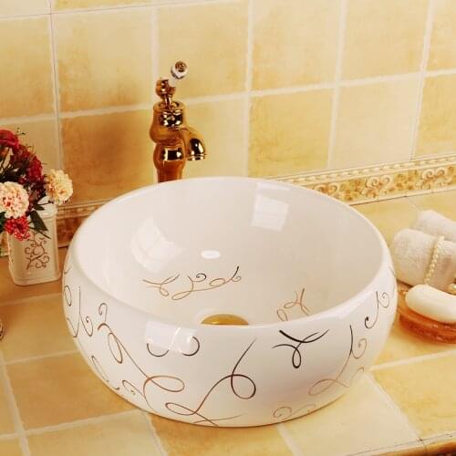White Europe Vintage Style Ceramic Art Basin Sinks Counter Top Wash Basin Bathroom Vessel Sinks Vanities porcelain bathroom sink