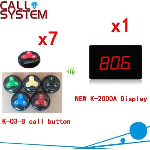 Wireless Calling System New Hot 100% Waterproof Pager Restaurant Service Waiter Calling Full Equipment(1 display+7 call button)