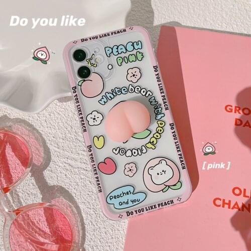 3D Cute Cartoon Fruit Peach Phone Case For iPhone 12 Pro Max 11 Pro Max X Xs Max Xr 7 8 Puls SE 2020 Cases Soft Silicone Cover