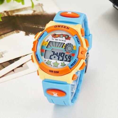 Digital Kids Watches Blue Waterproof Electronic Children Wristwatch For Boys Girl Fashion Cartoon Outdoor Sport Silicone Clock