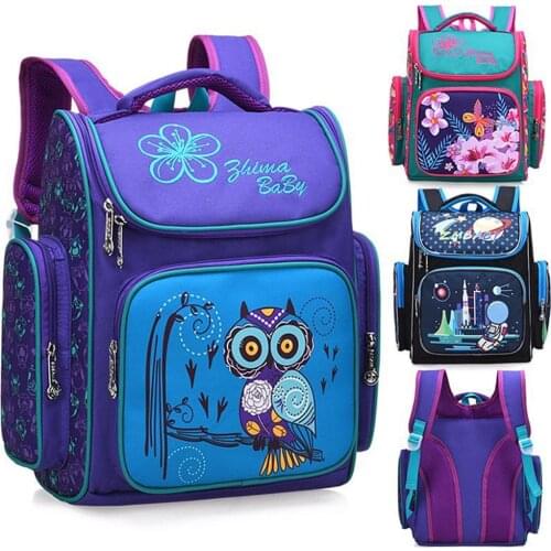 Children New Cartoon School Bags Backpack for Girls Boys Owl/Space Pattern kindergarten Orthopedic Kids bags Mochila Infantil
