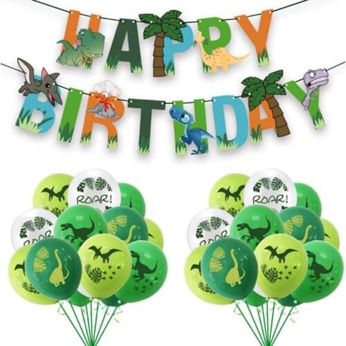 Dinosaur Jungle Party Balloons Disposable Tableware Set Birthday Party Decor Boys Kids Plate Cups Dinosaur Theme Party Supplies