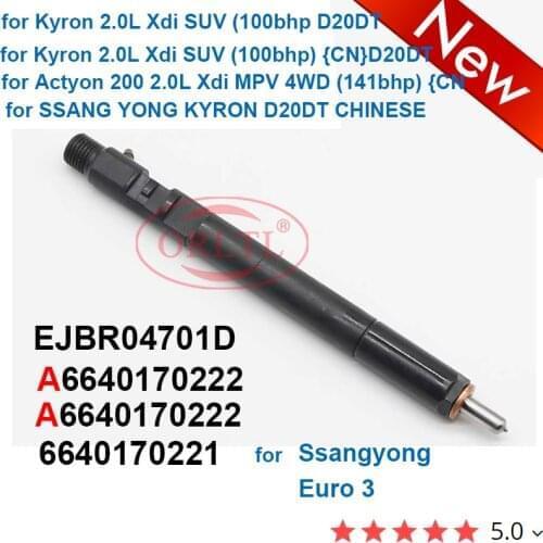 ORLTL Common Rail Injector EJBR04701D A6640170222 A6640170021 6640170221 For SSANGYONG Kyron 2.0L Xdi SUV (100bhp)