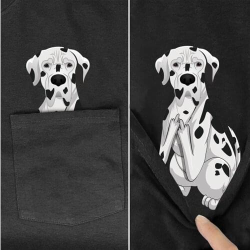 T Shirt Fashion Brand summer pocket funny dog printed t-shirt men for women shirts Hip hop tops black cotton tees style-10