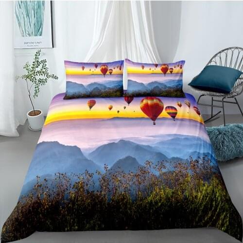 Hot Air Balloon Bedding Set Scenery 3D Print Comforter Luxury Queen King Single Size Duvet Cover Set Home Textile Decor Modern