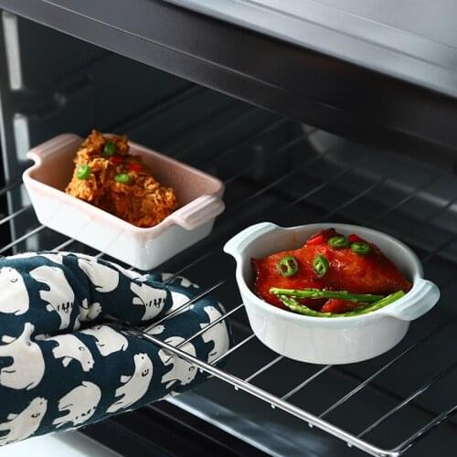 Northern European Western Style Ceramic Bowl Household Microwave Oven Baking Plate Cake Baking Shufulei Baking Bowl