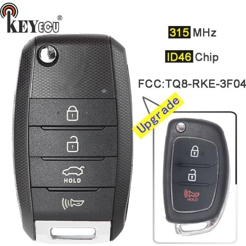 KEYECU 315MHz ID46 Chip FCC:TQ8-RKE-3F04 P/N:95430-4Z100 Upgraded Flip 3 Button Remote Key Fob for Hyundai Santa Fe