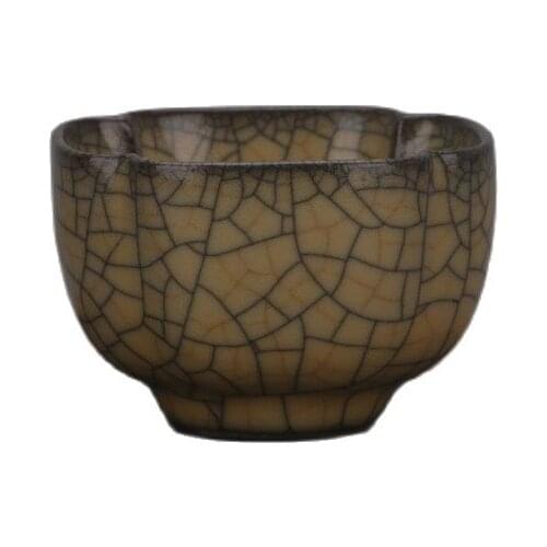 Collection: Song yellow glaze gold wire multi sided cup