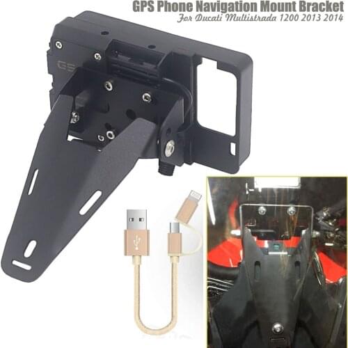 For Ducati Multistrada 1200 GPS Smart Phone Navigation Mount Mounting Bracket Adapter Holder Multistrada1200 USB Stand 2013 2014