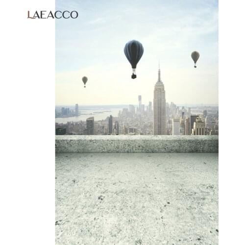 Laeacco Photography Backdrops City Building Hot Air Balloons Rooftop Party Scenic Baby Photographic Background For Photo Studio