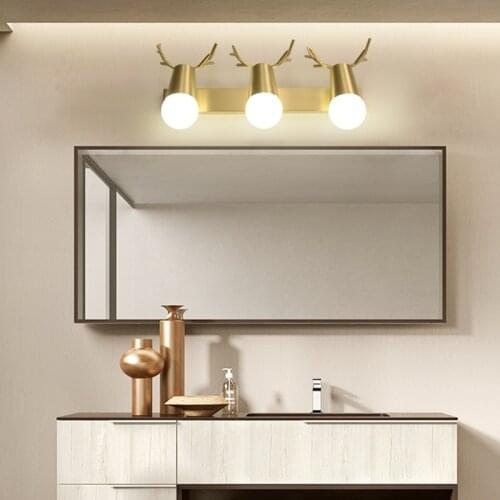 Childrens room lamp Nordic bathroom mirror headlight creative deer head bedroom bedside lamp