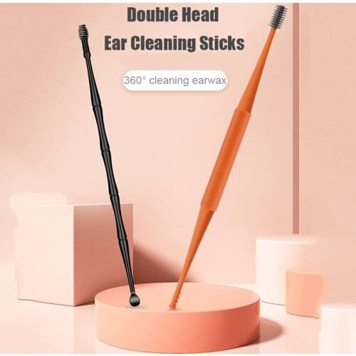 Ear Cleaner Spoon Soft Silicone Ear Pick Double-ended Earpick Ear Wax Curette Remover Spiral Ear Clean Tool Spiral Design