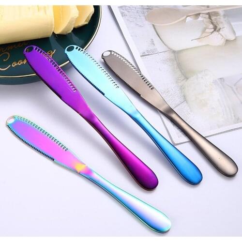 Multi Stainless Butter Knife Spreader with Hole Cheese Dessert Jam Knife Cutlery Tool Kitchen Toast Bread Knife Tableware