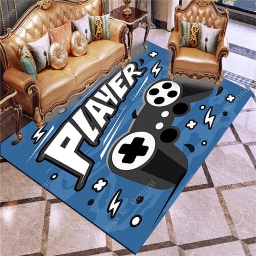 Cartoon Carpets Gamepad Pattern Carpet for Living Room Bedroom Kid Playing Mat Anti-Slip Washable 80x160cm Area Rugs (Sent Gift)