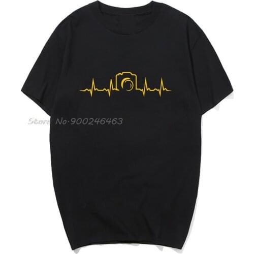 Camera Heartbeat T-shirt Gift Short Sleeve Funny Photographer T Shirt Mans Tshirts Men Cotton Tees Tops Harajuku Streetwear