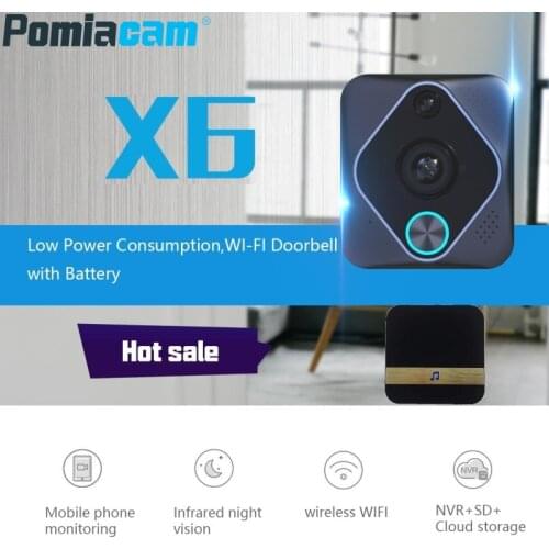 Newest HD 1080P Wifi Video Intercom Peephole Doorbell Camera X6 built-in 18650 batery 180 Degree Wide Angle IR Nighe Vision