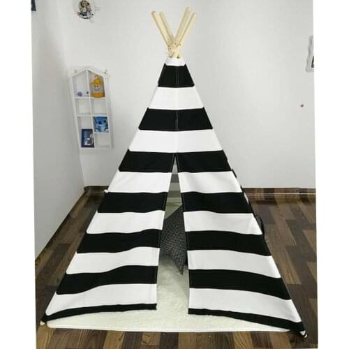 4- poles pure white Teepee Tent 100% Cotton fabric Children Play Tent For Kids