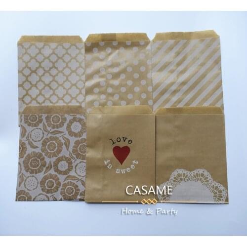 25pcs handmade DIY candy gift bag 5x7inch kraft style new Treat craft paper Popcorn Food Safe Party baking