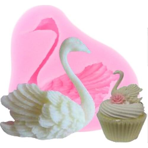 Swan Silicone Mold Wedding Cupcake Topper Fondant Cake Decorating Tools Polymer Clay Candy Molds Chocolate Gumpaste Moulds