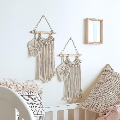 Nordic Handmade Macrame Moon Dream Catcher Wall Hanging Tapestry Home Background Decoration