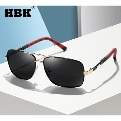 HBK New Classic Mens Square Sunglasses Polarized Lens Brand Design Sun Glasses Driving Sports Zonnebril UV Blocking Eyewear