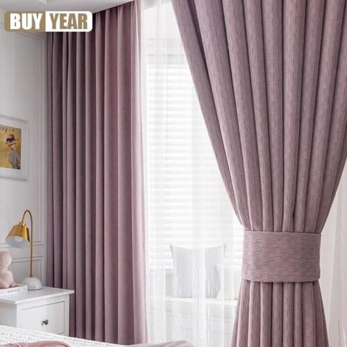 Light Luxury Simple Nordic Style Chenille Blackout Curtain Fabric Finished Warm Curtain Curtains for Living Dining Room Bedroom